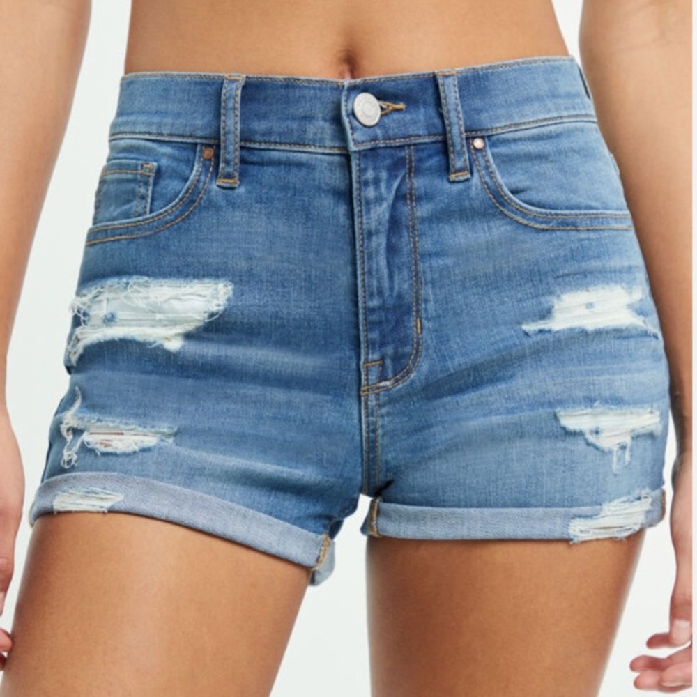Pacsun Bend Blue Denim Shortie Shorts